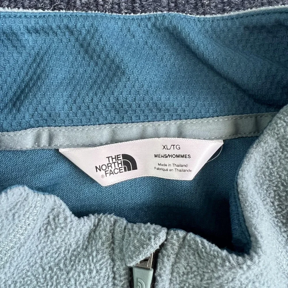 The‎ North Face Sweater Mens XL Blue Colorblock 1/4 Zip Fleece Pullover Outdoor